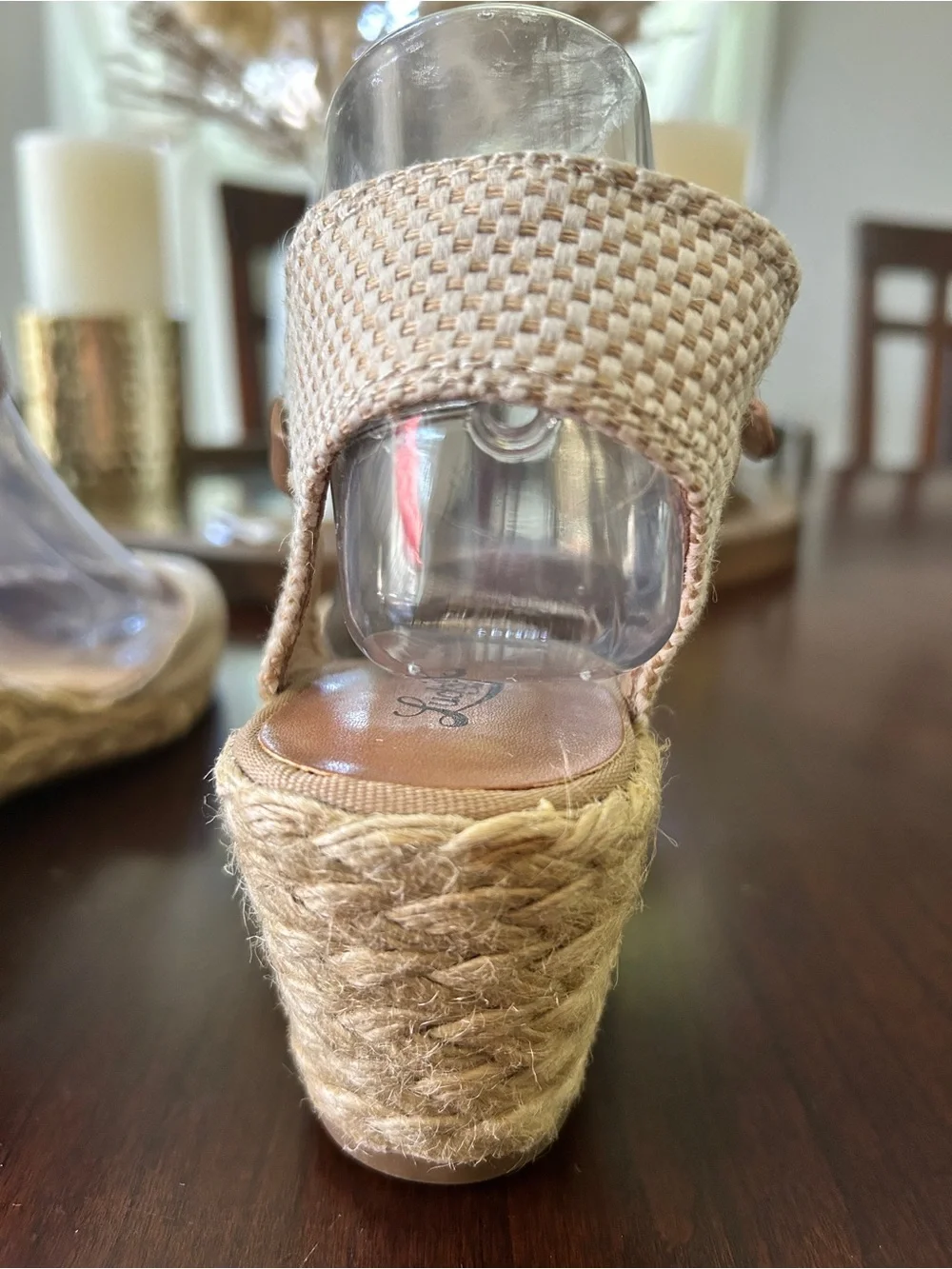 Women's Golden Beige Espadrille Wedge Sandals